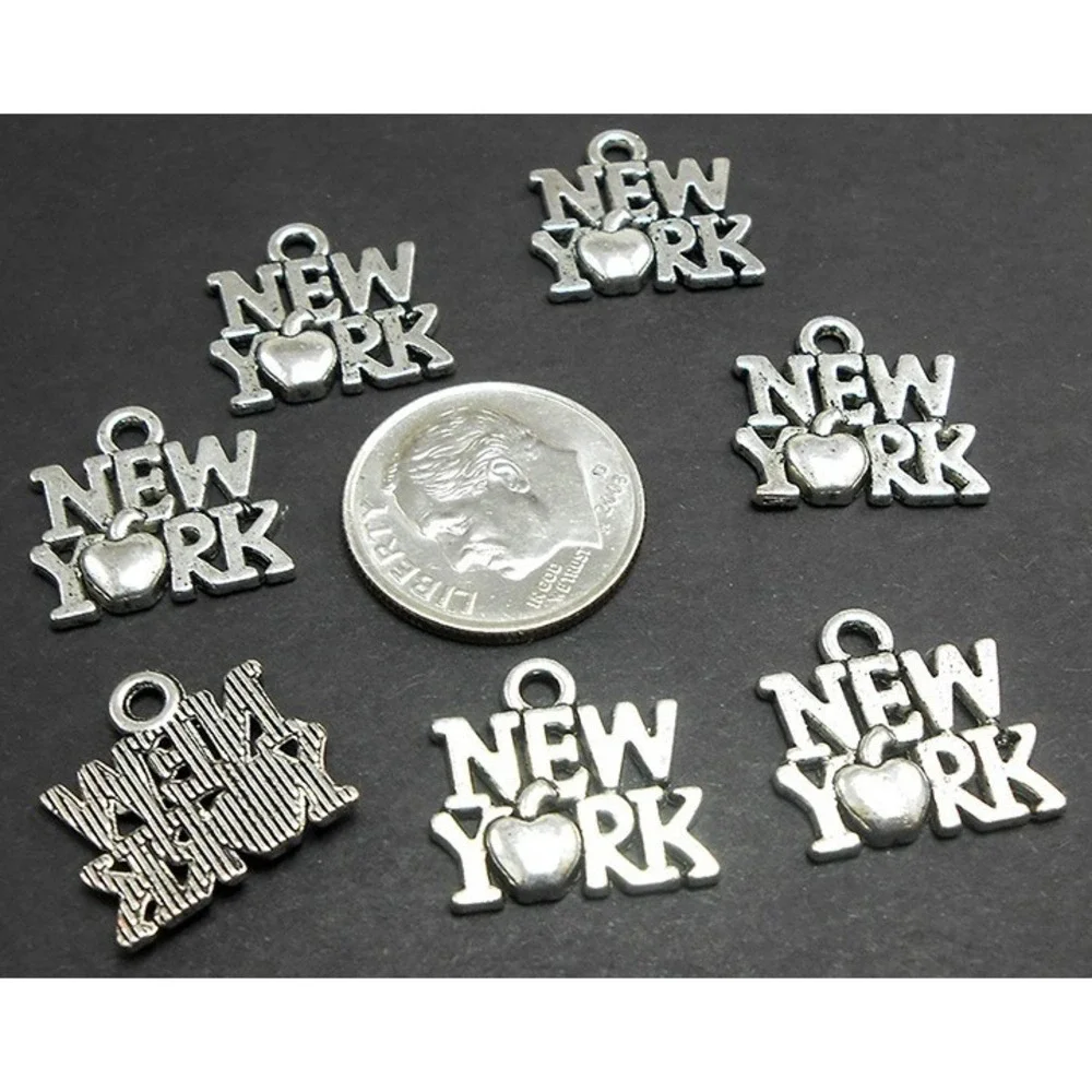 6pcs New York Charms,‎ apple, jewelry making supplies